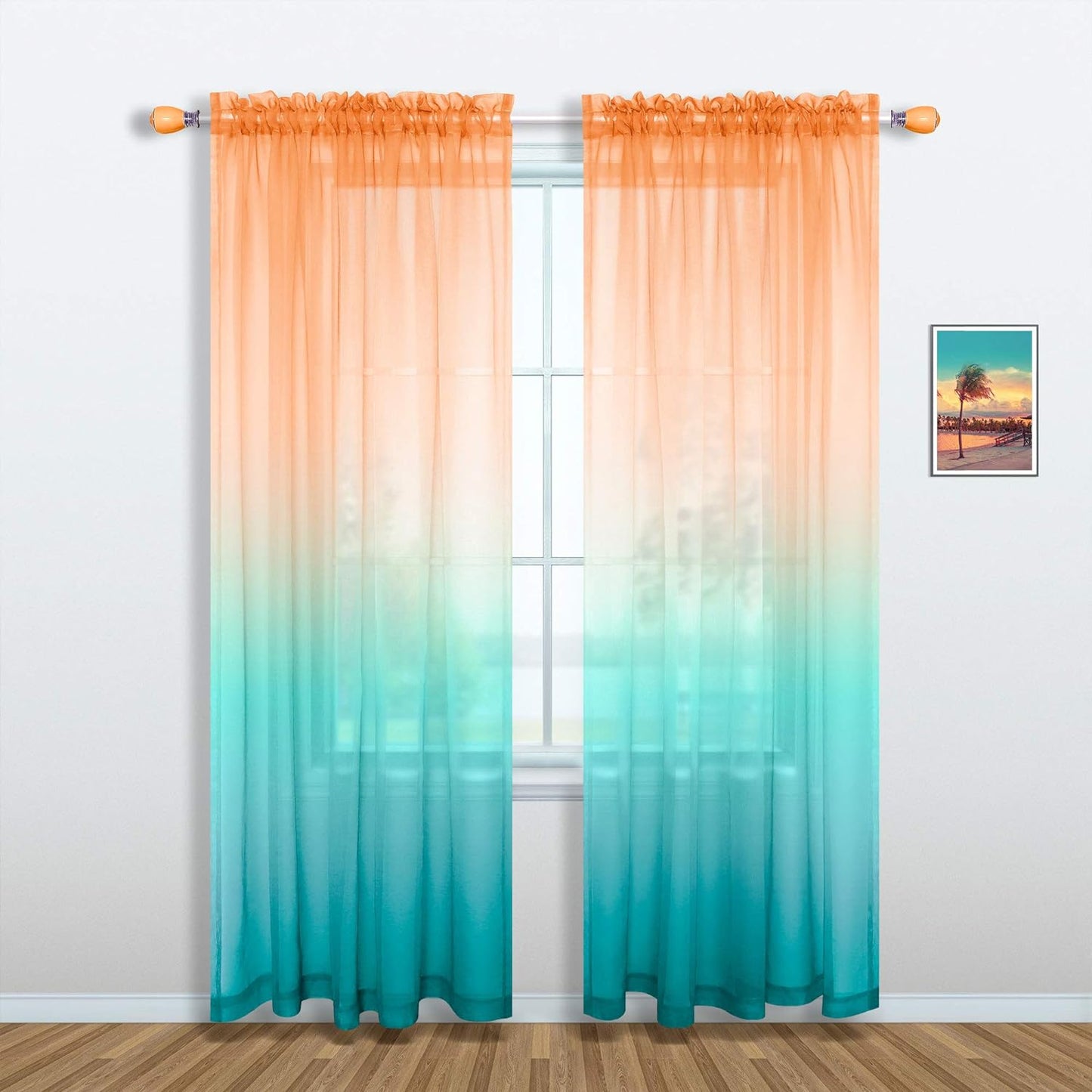 Pink and Purple Curtains for Girls Bedroom Decor Set 1 Single Panel Pocket Window Voile Pastel Sheer Ombre Rainbow Curtain for Kid Room Decoration Teen Princess 63 Inch Length Gradient Lilac Lavender  MRS.NATURALL TEXTILE Orange And Green 52X84 