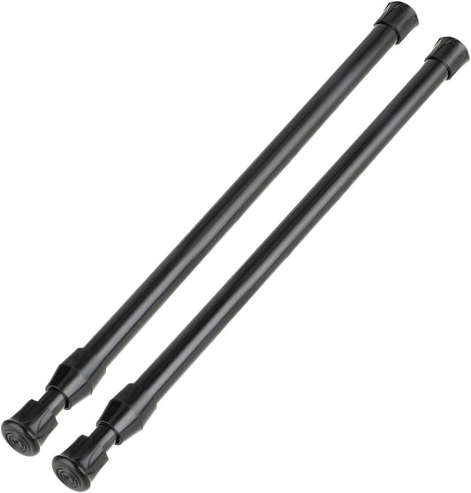 2Pcs Small Spring Tension Rod 12 to 20 Inches, Black Tension Curtain Rod No Drill Adjustable Spring Curtain Rod for Wardrobe Bars, Window, Closet, Bookcase