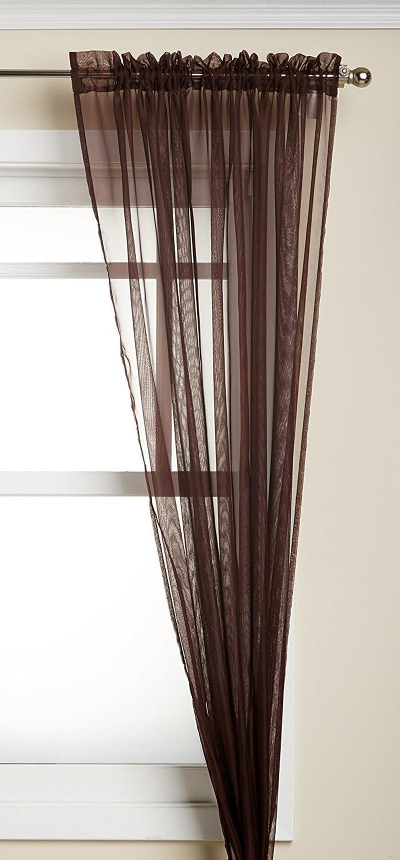 Empire Home Fashion Elegance (2) Panels Sheer Window Curtains Drapes Set 84" Long Rod Pocket Solid (Red)  Empire Home Fashion Brown  