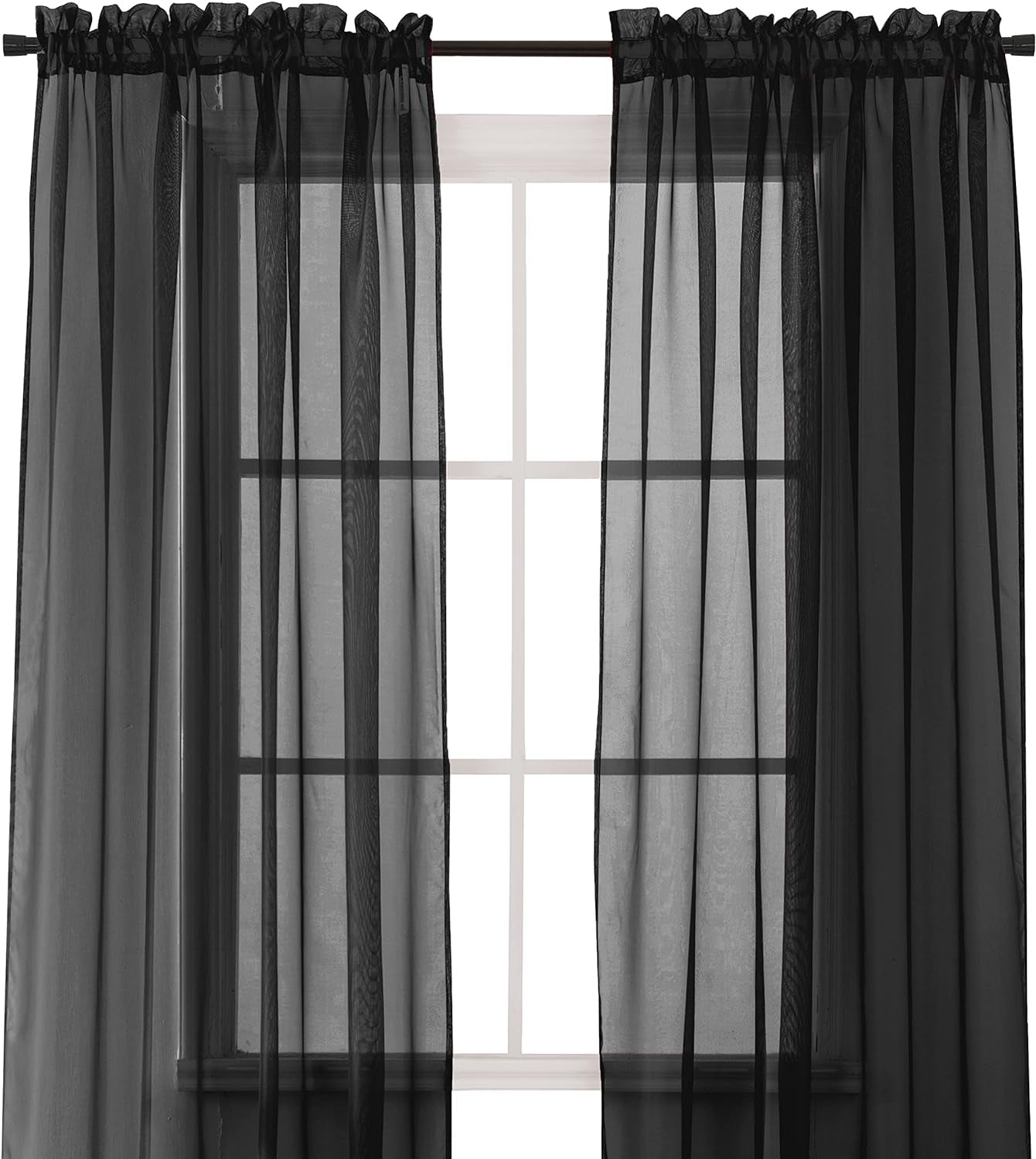 Elegant Comfort 2-Piece Sheer Panel with 2Inch Rod Pocket - Window Curtains 60-Inch Width X 84-Inch Length - Light Blue  Elegant Comfort Black 60X84 