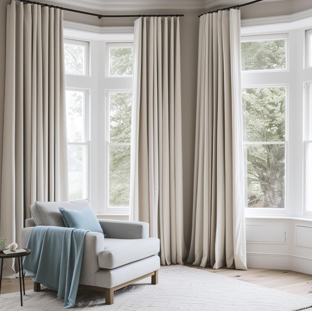 INOVADAY Linen Blackout Curtains 96 Inches Long, Thermal Insulated Black Out Curtains & Drapes for Living Room Bedroom (W50 X L96 1 Panels, Beige)  INOVADAY   