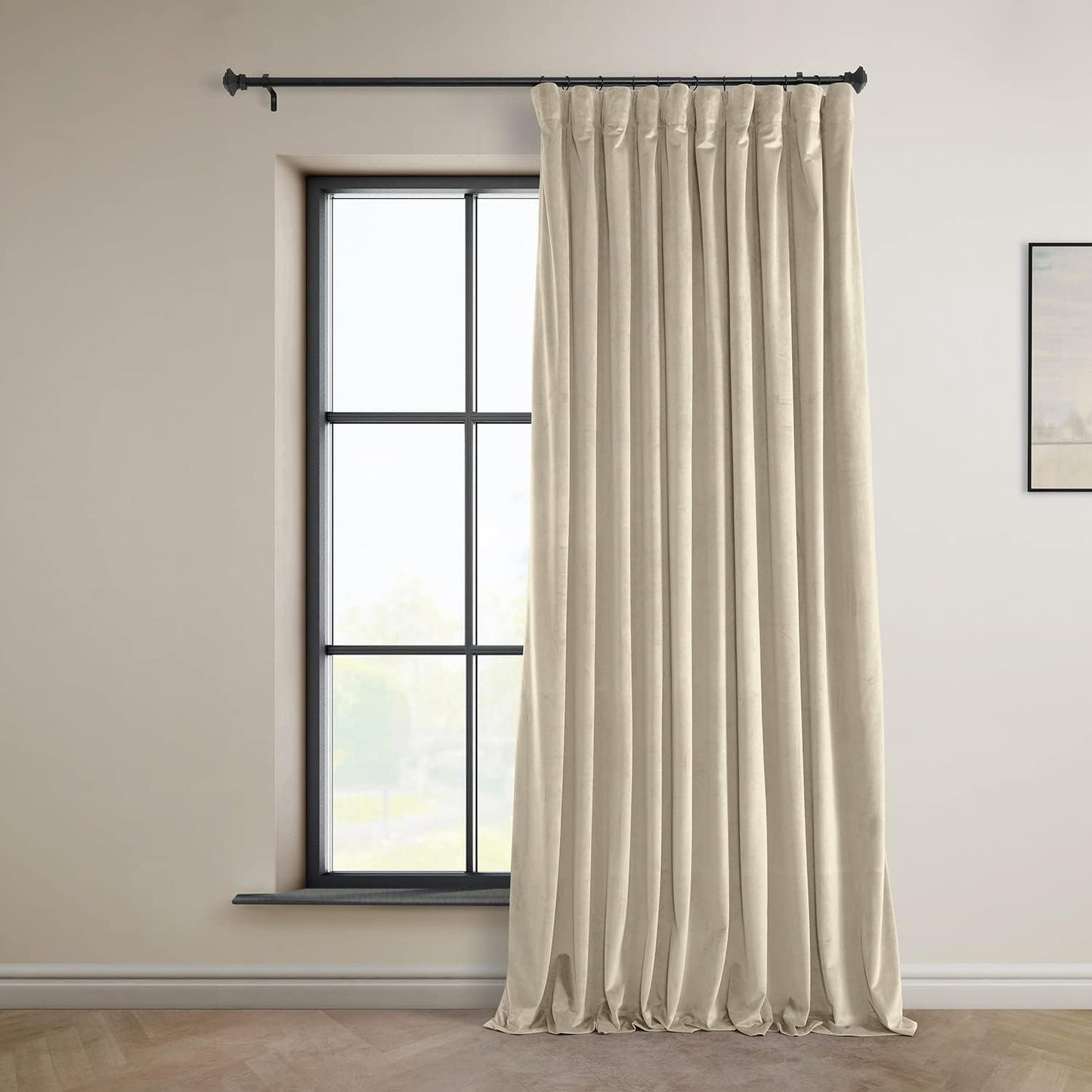 HPD HALF PRICE DRAPES Blackout Solid Thermal Insulated Window Curtain 50 X 96 Signature Plush Velvet Curtains for Bedroom & Living Room (1 Panel), VPYC-SBO198593-96, Diva Cream  Exclusive Fabrics & Furnishings Angora Beige 100 X 84 