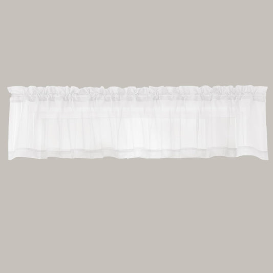 OWENIE White Sheer Valance for Window, Small Short Rod Pocket Voile Valance Curtain Window Treatment Decor for Living Room Bathroom Kitchen Cafe Laundry Basement, 60" W X 14" L  OWENIE   