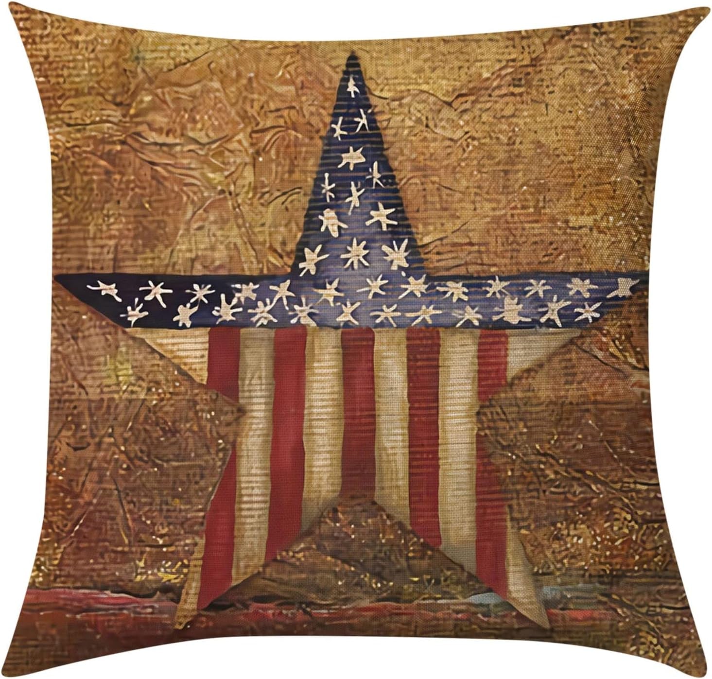 4Th of July Decorations Pillow Covers 18X18 Blue Stars Red White Stripes America Patriotic Pillows Vintage Memorial Day 1776 USA Fourth of July Throw Pillows for Home Sofa Couch Prime of Day