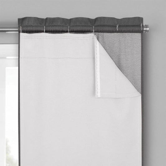 ECLIPSE Solid Minimalist Blackout Thermal Liner for Window Curtains with Drapery Hooks (2 Panel Set), 27" X 80", White  Ellery Homestyles 27 In X 60 In  