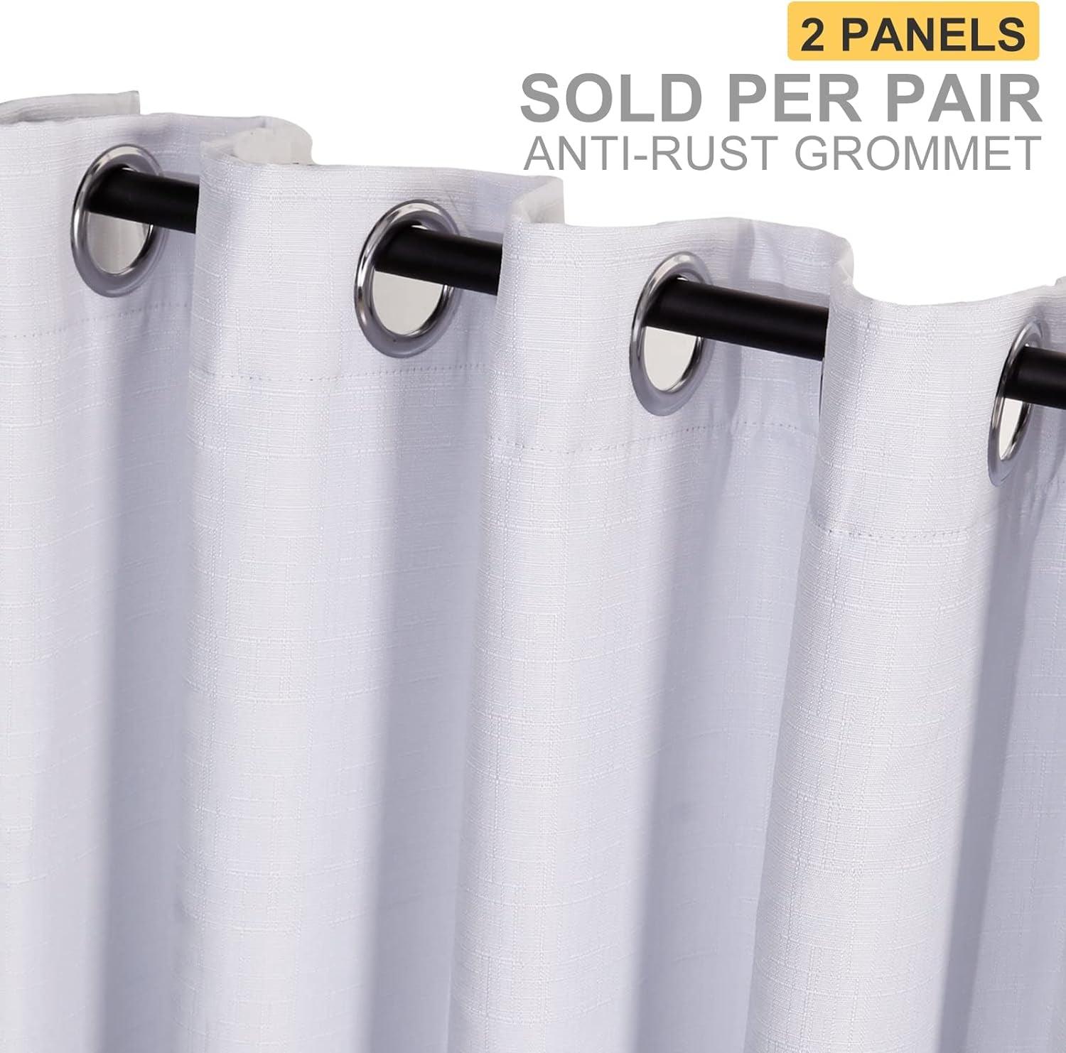 RHF 100% White Blackout Curtains for Bedroom 84 Inches Long (With Liner), White Linen Blackout Curtains for Living Room 2 Panels Set, Grommet Curtains & Drapes, Burlap Curtains- 2 Panels, 50X84  Rose Home Fashion   