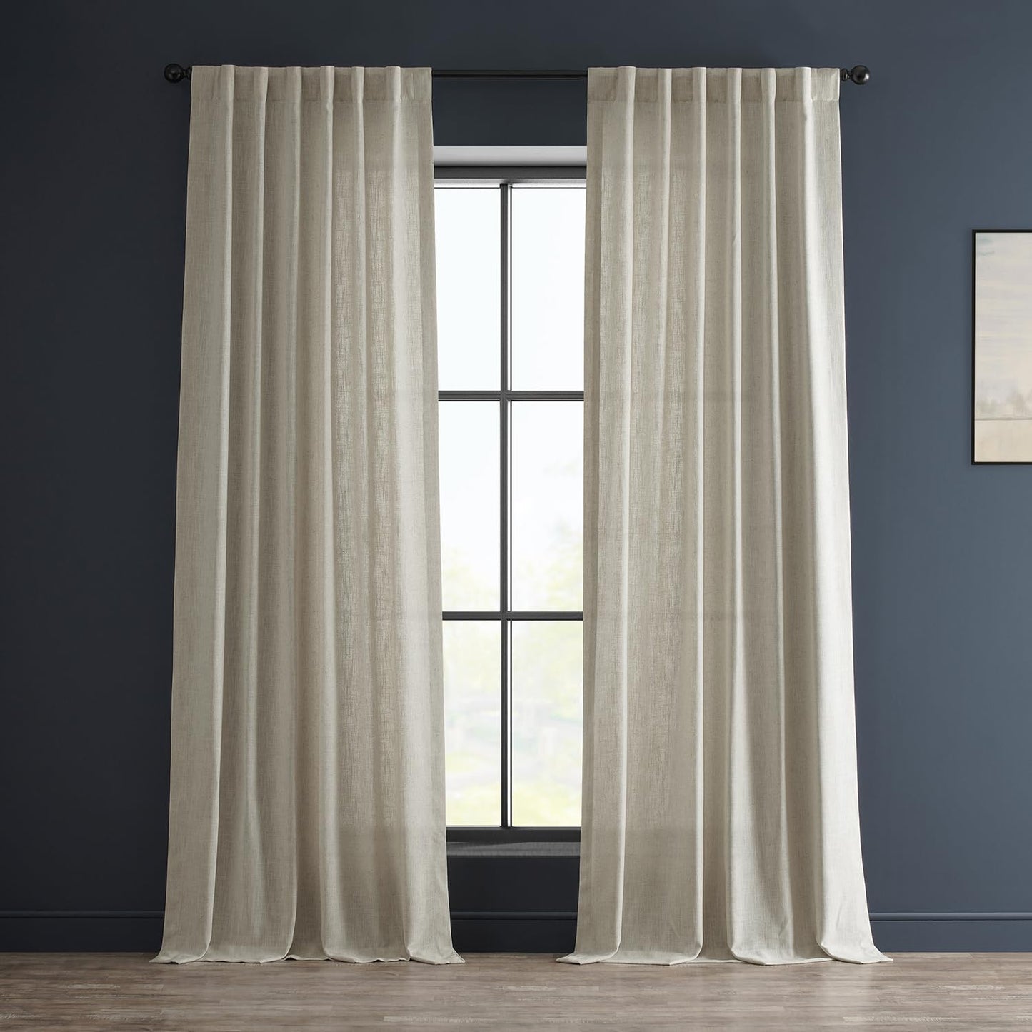 HPD Half Price Drapes Semi Sheer Faux Linen Curtains for Bedroom 96 Inches Long Light Filtering Living Room Window Curtain (1 Panel), 50W X 96L, Rice White  EFF Malted Cream 50W X 120L 