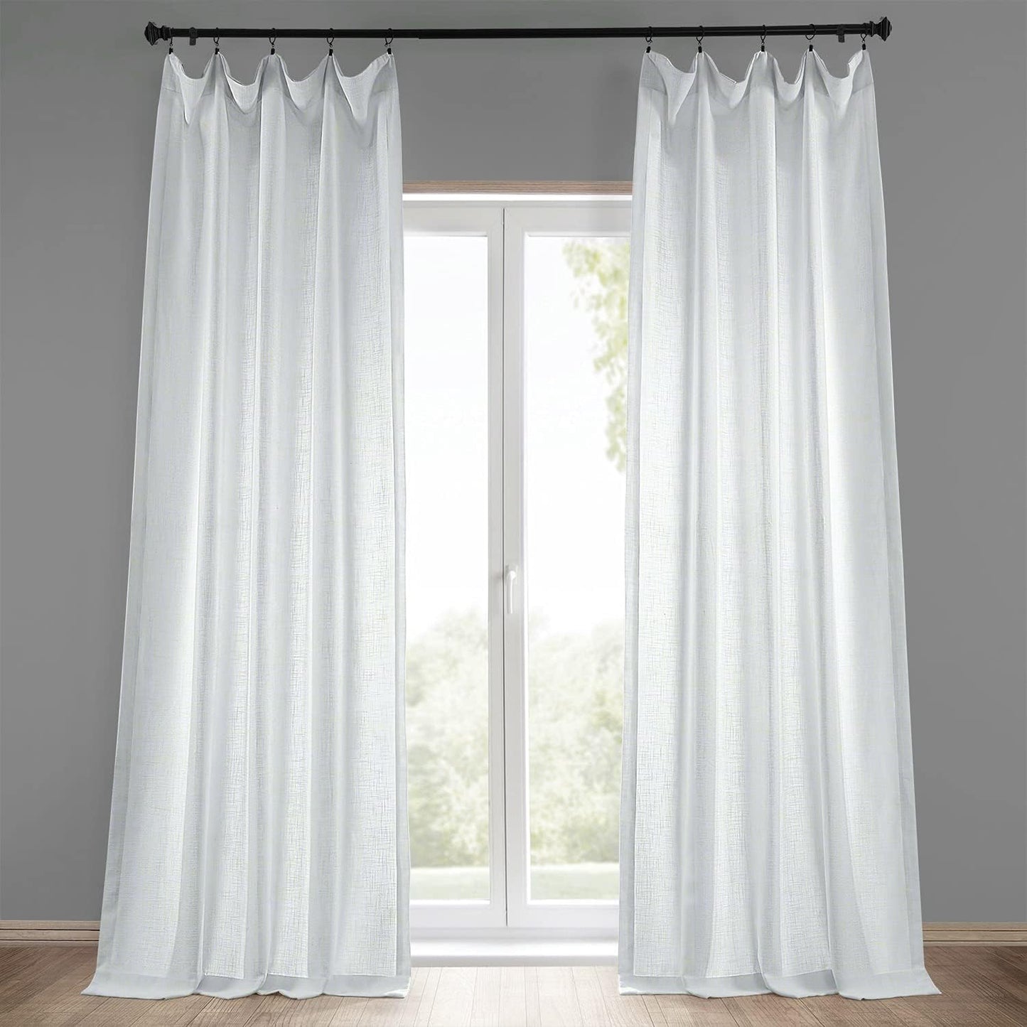 HPD Half Price Drapes Semi Sheer Faux Linen Curtains for Bedroom 96 Inches Long Light Filtering Living Room Window Curtain (1 Panel), 50W X 96L, Rice White  EFF Rice White 50W X 120L 