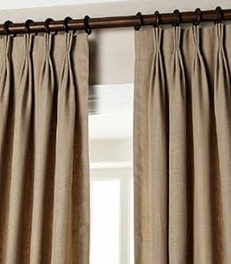 Silk N Drapes and More 100% Linen Pinch Pleated Lined Window Curtain Panel Drape (White, 27" W X 96" L)  imported Natural 27 In X 108 In (W X L) 