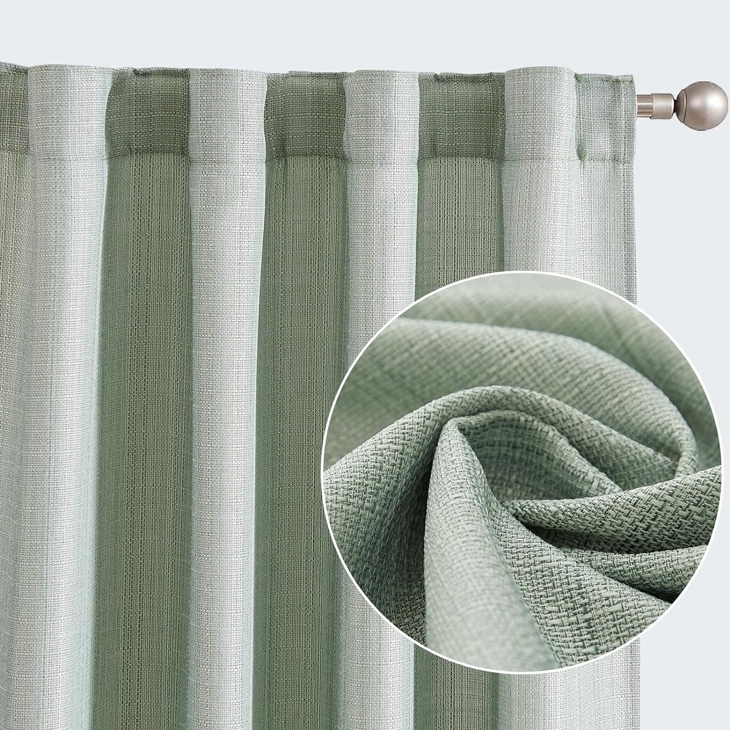 COLLACT White Linen Textured Curtains 84 Inch Length 2 Panels for Living Room Casual Weave Light Filtering Semi Sheer Curtains & Drapes for Bedroom Grommet Top Window Treatments, W38 X L84, White  COLLACT Rod Pocket | Heathered Green W38 X L96 