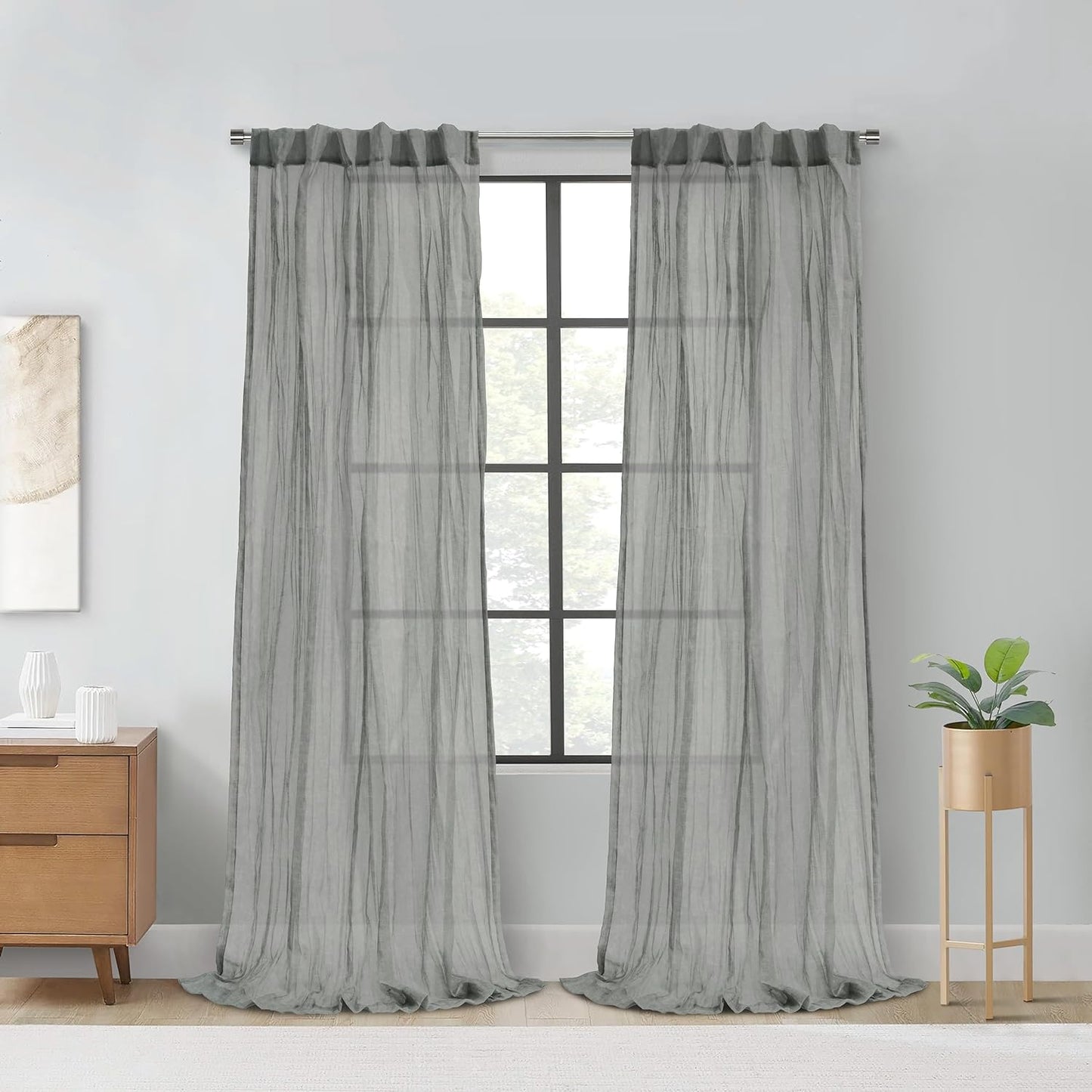 Richmark International Paloma Sheer Dual Header Curtain Panel 52 X 95 in Apricot  Commonwealth Home Fashions Grey 52" X 108" 