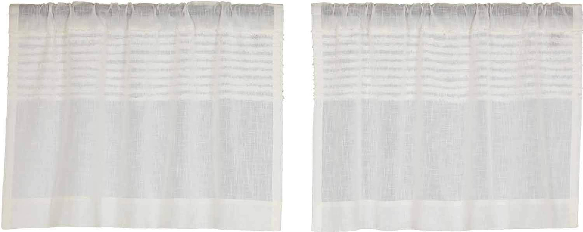 Kathryn Tier Curtains, Set of 2, 24" Long, Ruffled Curtains in a Linen-Look Soft White Cotton Semi-Sheer Fabric, Farmhouse, Cottage, Country Style Sheer Kitchen Café Curtains  Piper Classics   