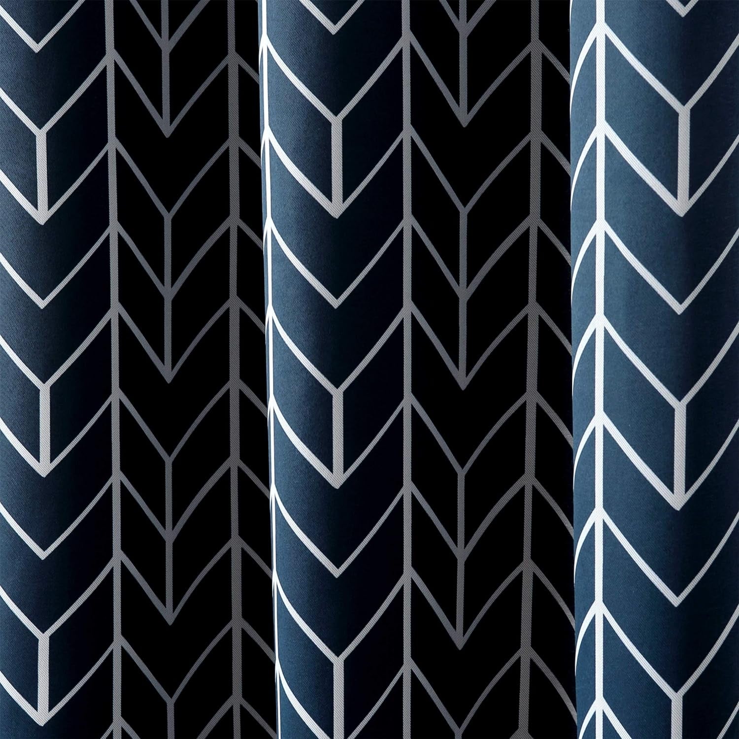 Sun Zero Kenwood Chevron Blackout Grommet Curtain Panel, 40" X 95", Navy Blue  Sun Zero   