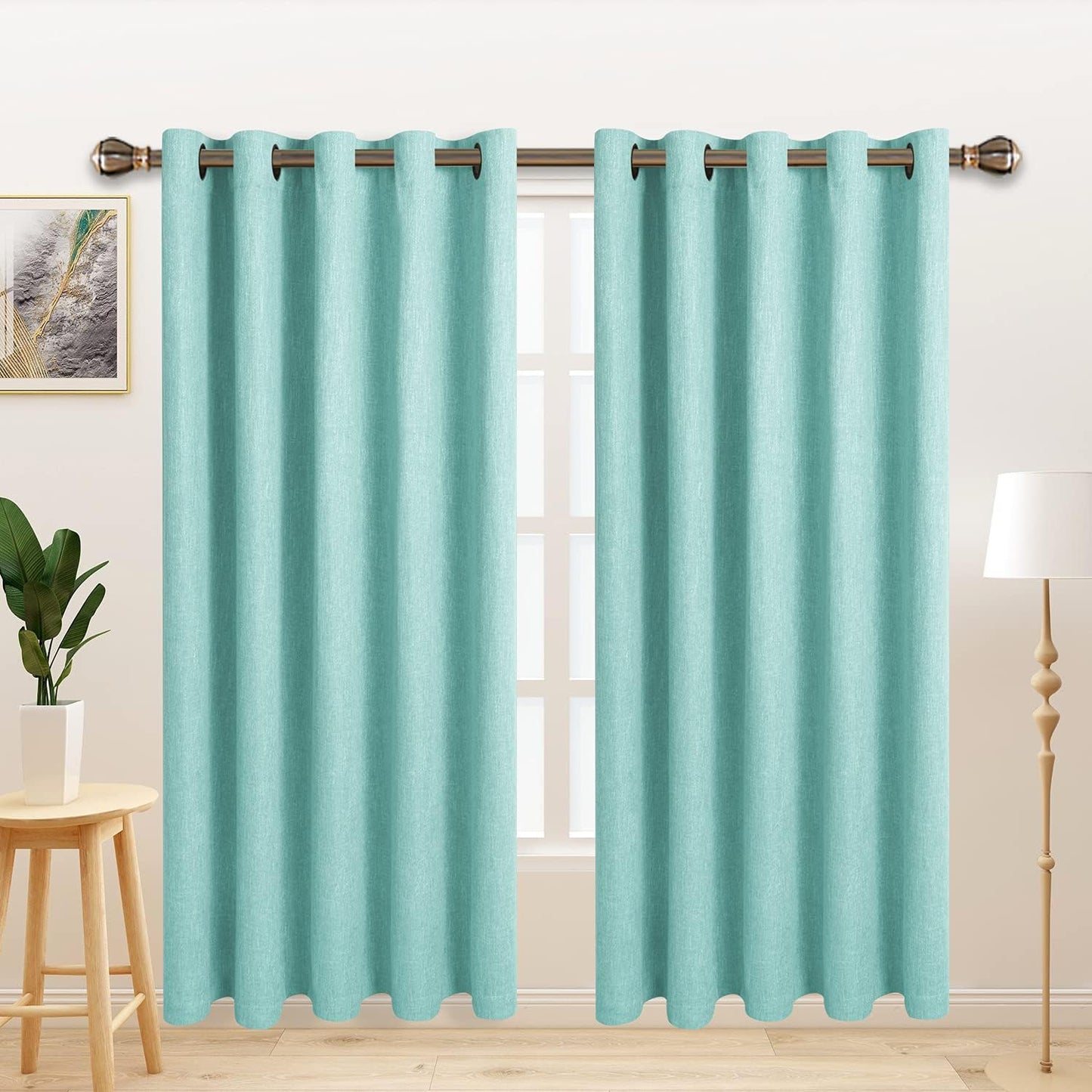 LORDTEX Linen Look Textured Blackout Curtains with Thermal Insulated Liner - Heavy Thick Grommet Window Drapes for Bedroom, 50 X 84 Inches, Ivory, Set of 2 Panels  LORDTEX Seafoam 70 X 84 Inches 