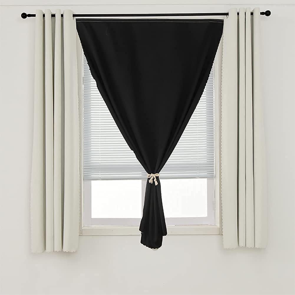 Jilron Autohesion Curtains for Windows,Bedroom Blackout Curtains for - Thermal Lnsulated Kitchen Room Darkening Black Small Drapes, (1 Panels,35Wx48L Inch-Black)  Jilron   