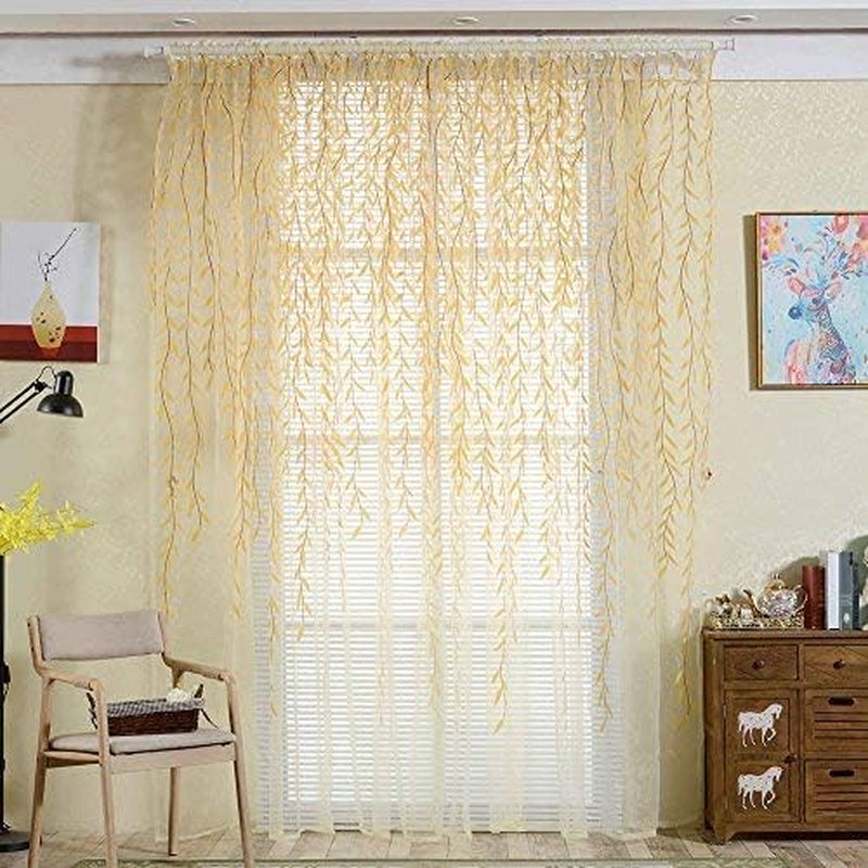Norbi Willow Voile Tulle Room Window Curtain Sheer Voile Panel Drapes Curtain 39.4'' X 78.8" L (Green B)