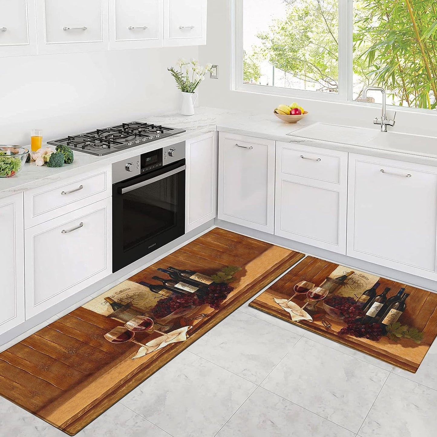 Cow Print Rugs for Kitchen Floor, Farmhouse Kitchen Mats Cushioned anti Fatigue 2 Piece Set, Kitchen Mat Set of 2 and Kitchen Rug Washable for Home Kitchen Decor 17"X30"+17"X47"