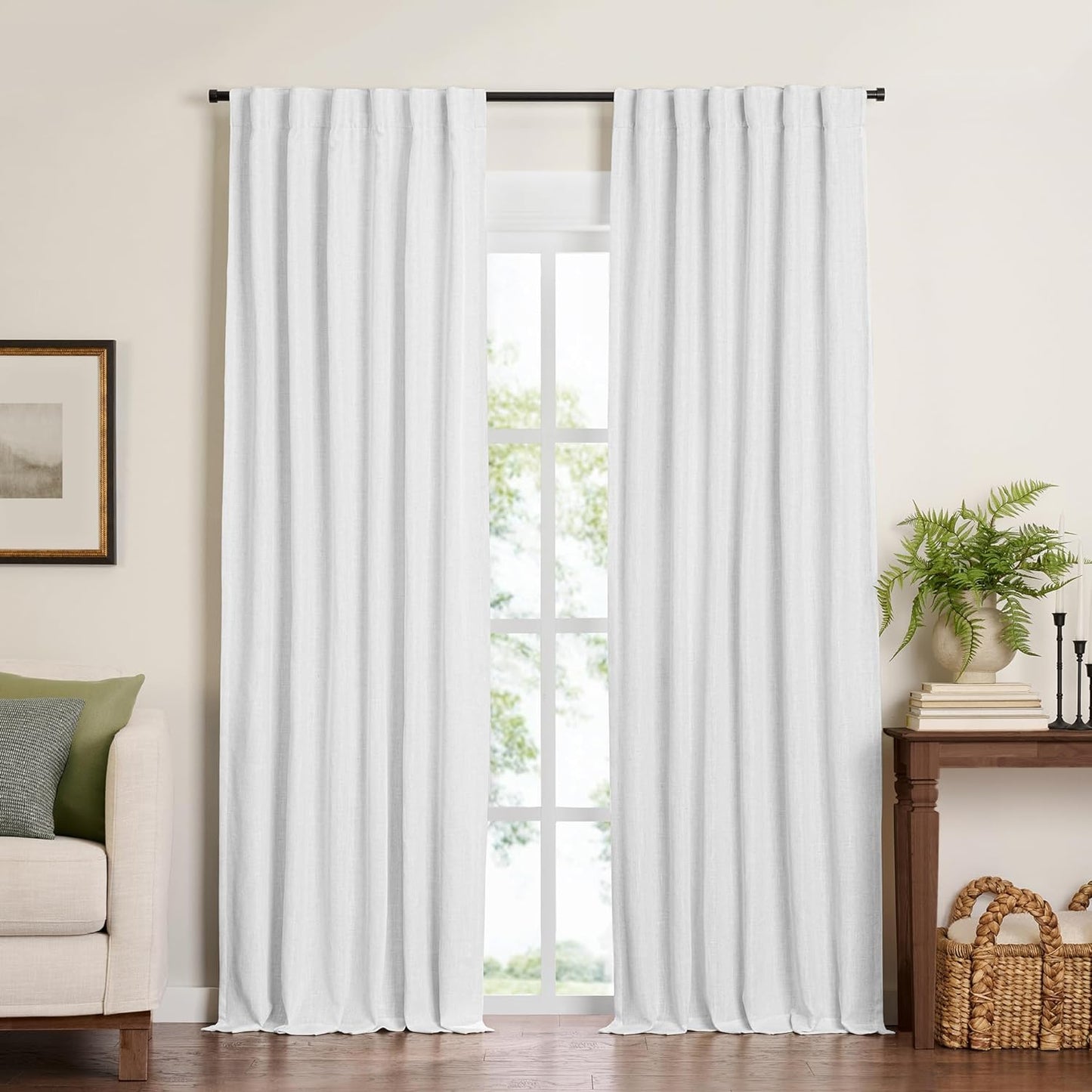 Elrene Home Fashions Harrow Solid Texture Blackout Single Window Curtain Panel, 52"X84", Natural  Elrene Home Fashions White 52"X108" (1 Panel) 