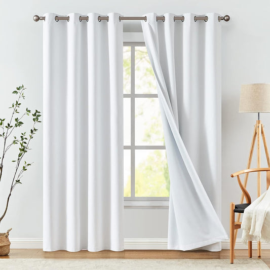 Jinchan Blackout Curtain for Bedroom Window 84 Inches Long, White Curtain with Lined Thermal Insulated Curtain, Grommet Top Room Darkening Curtain for Living Room (White, 1 Panel, 50" W X 84" L)  CKNY HOME FAHSION Blackout White W50 X L96 