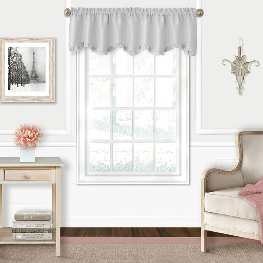 Elrene Home Fashions Adelaide Nursery and Kids’ Room Ruffled Window Valance, 15 Inches X 52 Inches, Pearl Gray