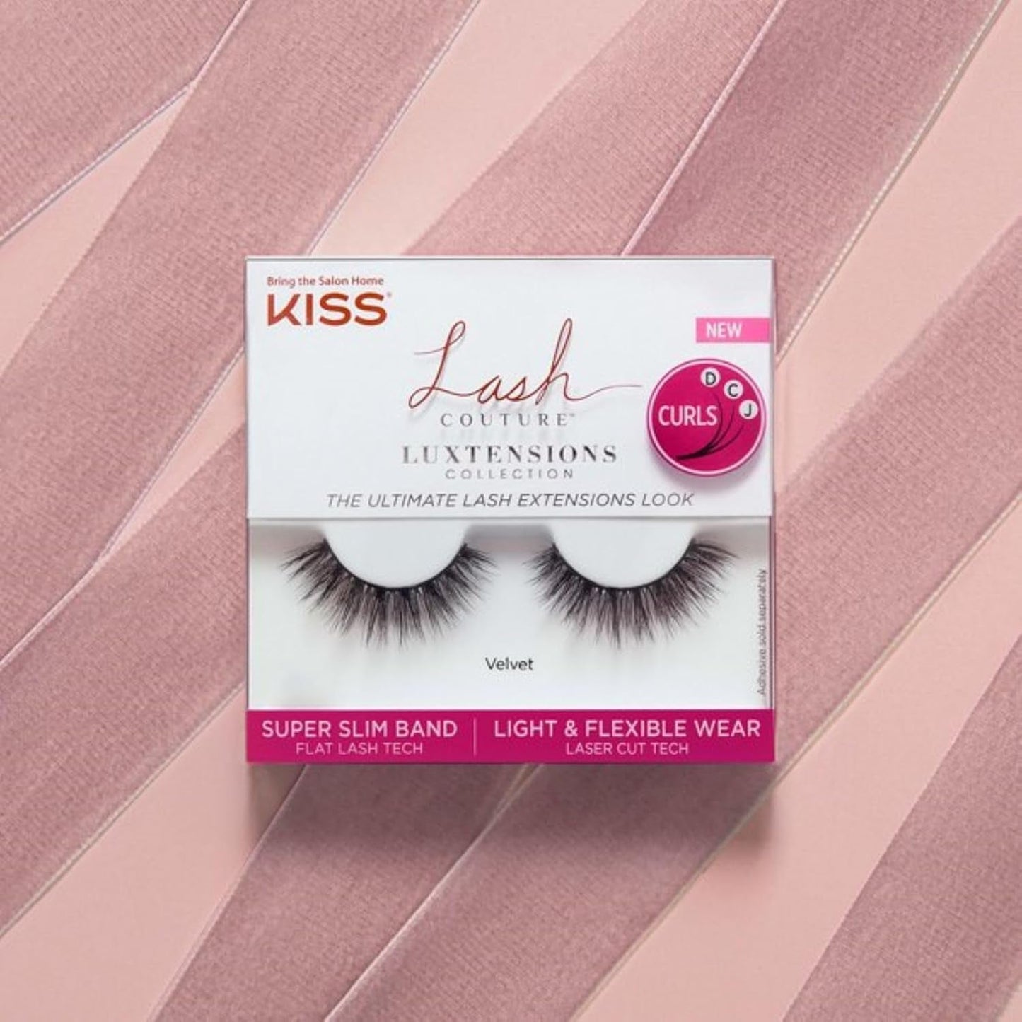 KISS Lash Couture Luxtension, False Eyelashes, Velvet', 12 Mm, Includes 1 Pair of Lashes, Contact Lens Friendly, Easy to Apply, Reusable Strip Lashes