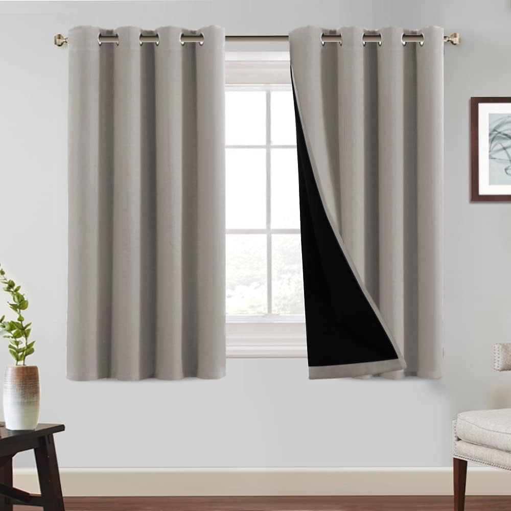 Princedeco 100% Blackout Curtains 84 Inches Long Pair of Energy Smart & Noise Blocking Out Drapes for Baby Room Window Thermal Insulated Guest Room Lined Window Dressing(Desert Sage, 52 Inches Wide)  PrinceDeco Simply Taupe 52"W X54"L 