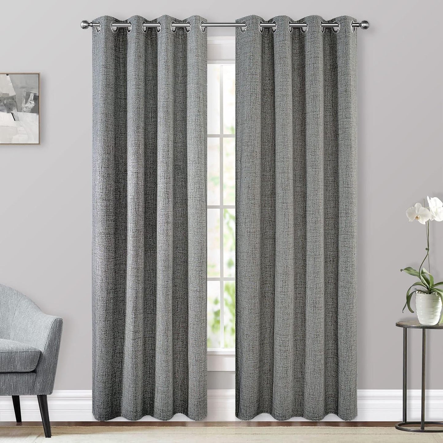 CUCRAF 100% Blackout Window Curtains for Bedroom Noise Reducing,Thermal Insulated Room Darkening Grommet Drapes for Living Room,2 Panels Sets(52 X 95 Inches, Light Khaki)  CUCRAF Light Grey 52 X 84 Inches 