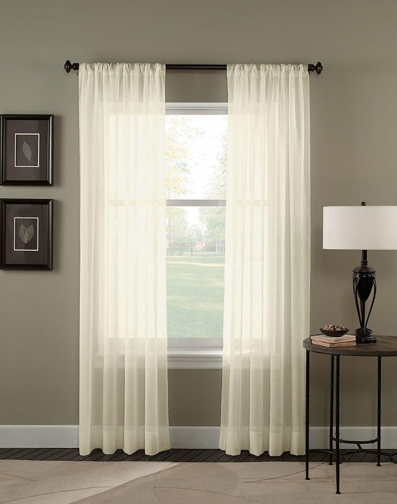 Empire Home Fashion Elegance (2) Panels Sheer Window Curtains Drapes Set 84" Long Rod Pocket Solid (Red)  Empire Home Fashion Beige  