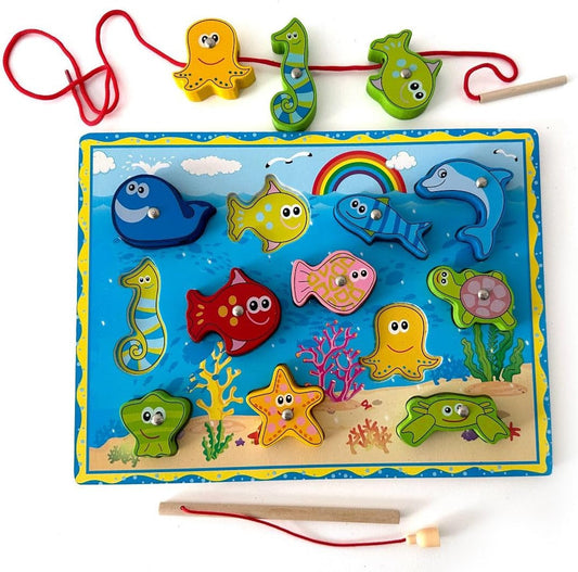 Magnetic Fishing Sorter,Educational Wooden Toy for Toddlers Girl Boy,Montessori for Kids,Early Development and Learning,Catching Fish with a Magnetic Fishing Rod,Studying Sea Animals,Gift for Toddlers