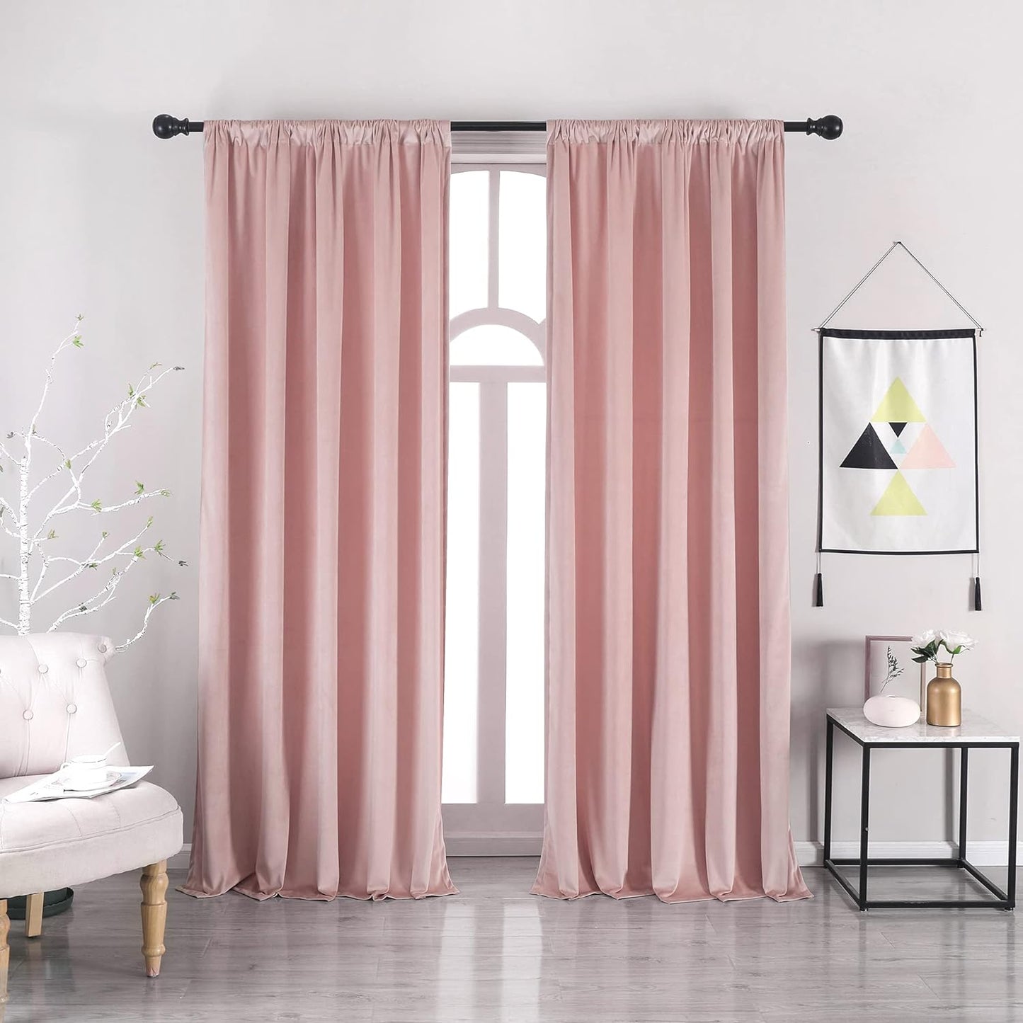Nanbowang Green Velvet Curtains 63 Inches Long Dark Green Light Blocking Rod Pocket Window Curtain Panels Set of 2 Heat Insulated Curtains Thermal Curtain Panels for Bedroom  nanbowang Pink 52"X72" 