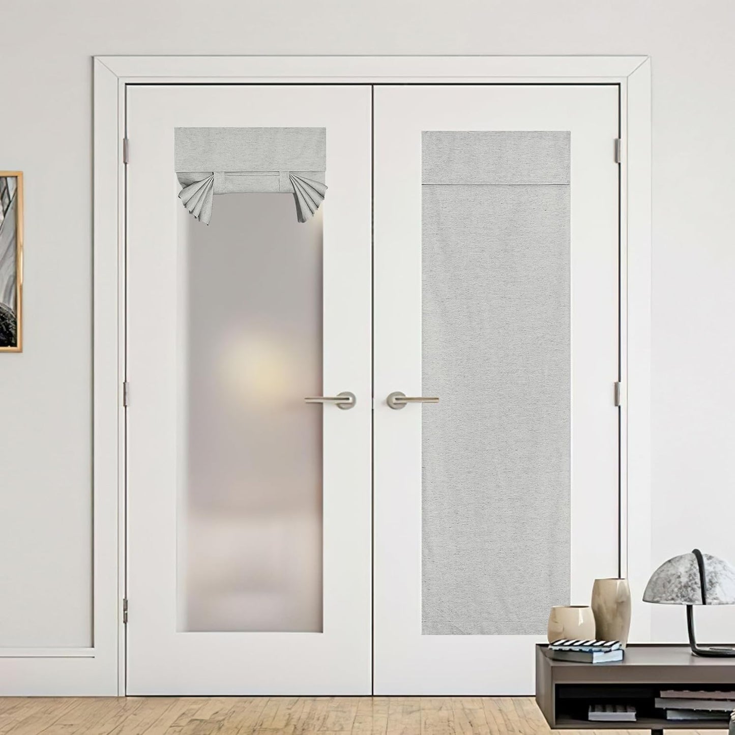 NICETOWN Linen Door Curtain for Door Window, Farmhouse French Door Curtain Shade for Kitchen Bathroom Energy Saving 100% Blackout Tie up Shade for Patio Sliding Glass, 1 Panel, Natural, 26" W X 72" L  NICETOWN Light Grey W36 X L72 