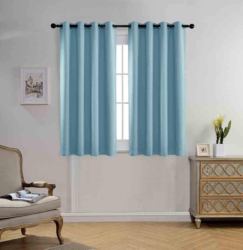 MIUCO Blackout Curtains Room Darkening Curtains Textured Grommet Curtains for Window Treatment 2 Panels 52X63 Inch Long Teal  MIUCO Sky Blue 52X63 Inch 