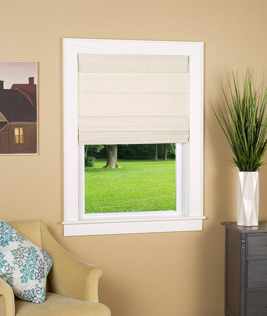 Cordless Thermal Backed Top down Bottom up Roman Shade 32" W X 64" L - Color: Linen