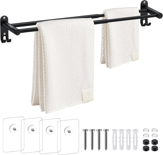 Tanice Towel Rail, Stainless Steel Towel Rail Retractable 40-70 Cm/15.75-27.56 Inch Towel Rack Wall Mounted with Screws for Bathroom and Kitchen, Black