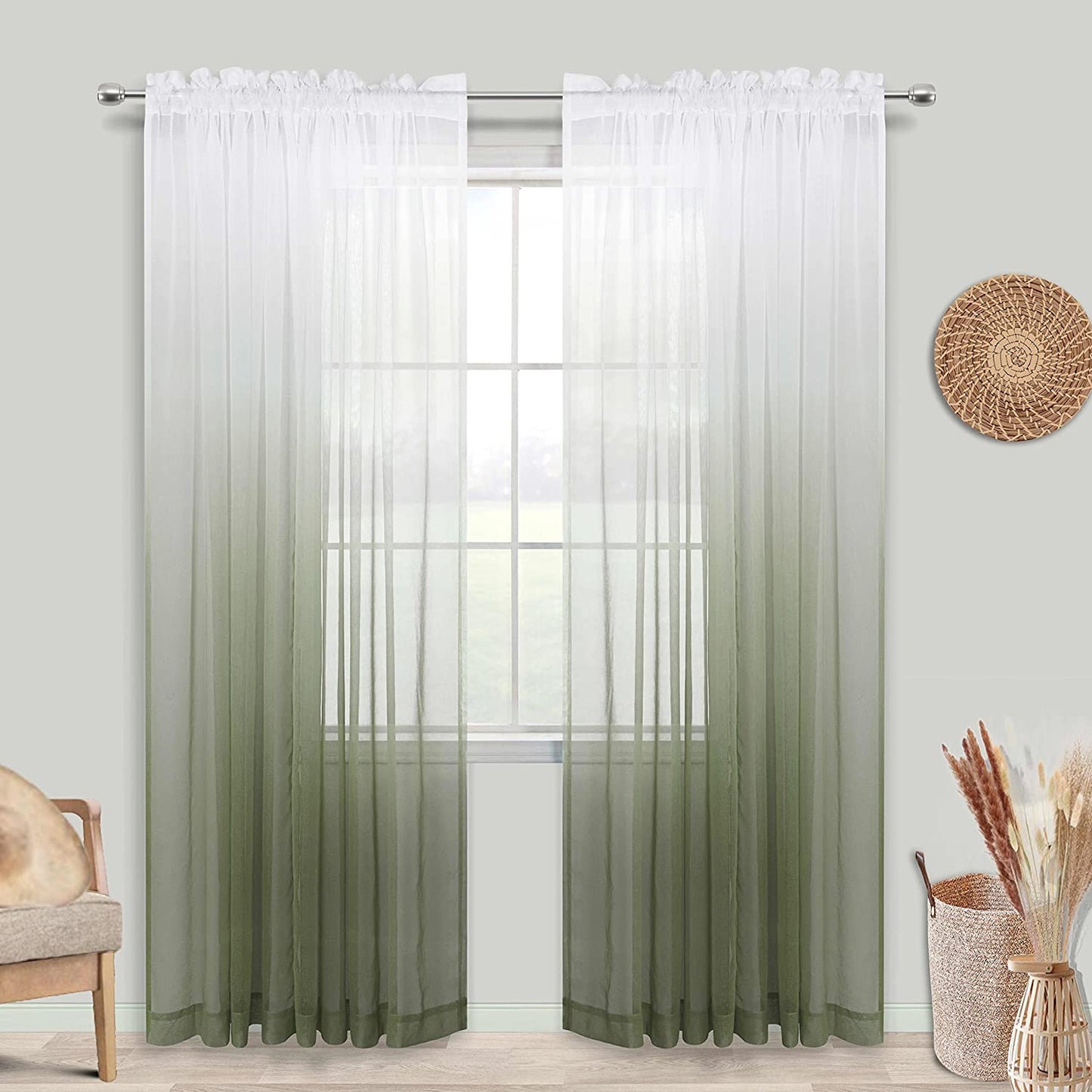 KOUFALL Sage Green Curtains 63 Inch Length for Living Room,2 Panel Set Rod Pocket Boho Curtains for Bedroom 63 Inches Long  KOUFALL TEXTILE Sage Green 52X84 