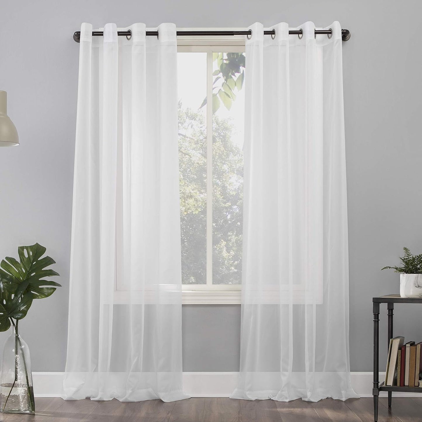 No. 918 Emily Sheer Voile Grommet Curtain Panel, 59" X 95", White  No. 918 White Curtain Panel 59" X 120"