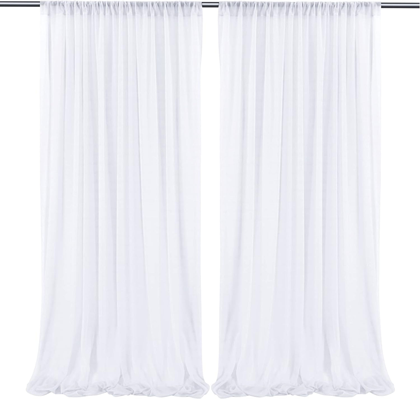 10Ft X 10Ft White Chiffon Backdrop Curtains, Wrinkle-Free Sheer Chiffon Fabric Curtain Drapes for Wedding Ceremony Arch Party Stage Decoration  Wish Care White  