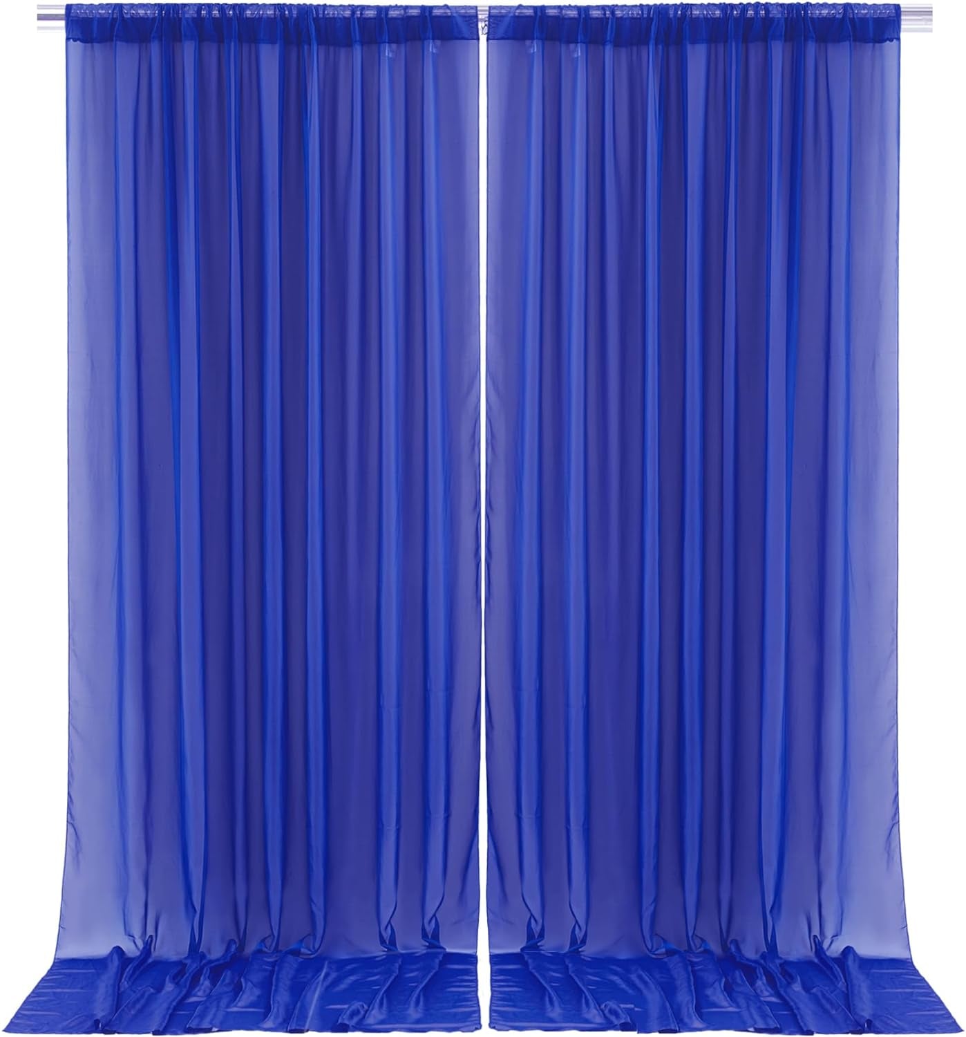 10Ft X 10Ft White Chiffon Backdrop Curtains, Wrinkle-Free Sheer Chiffon Fabric Curtain Drapes for Wedding Ceremony Arch Party Stage Decoration  Wish Care Royal Blue  