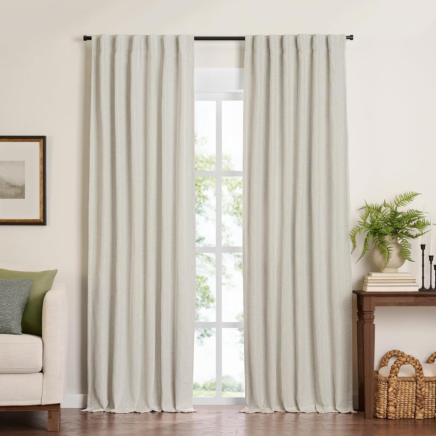Elrene Home Fashions Harrow Solid Texture Blackout Single Window Curtain Panel, 52"X84", Natural  Elrene Home Fashions Natural 52"X108" (1 Panel) 