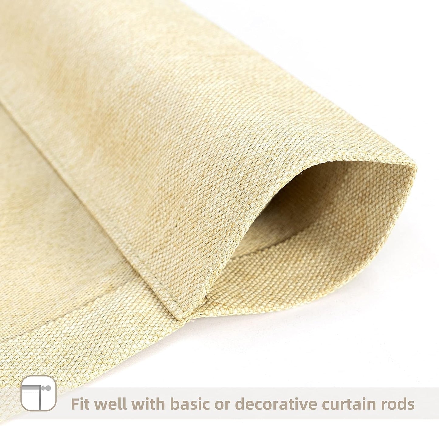 Driftaway Faux Linen Textured Solid Color Blackout Tie up Curtain for Kitchen Decorative Adjustable Balloon Rod Pocket Window Linen Curtains for Small Window 39 Inch by 55 Inch Beige