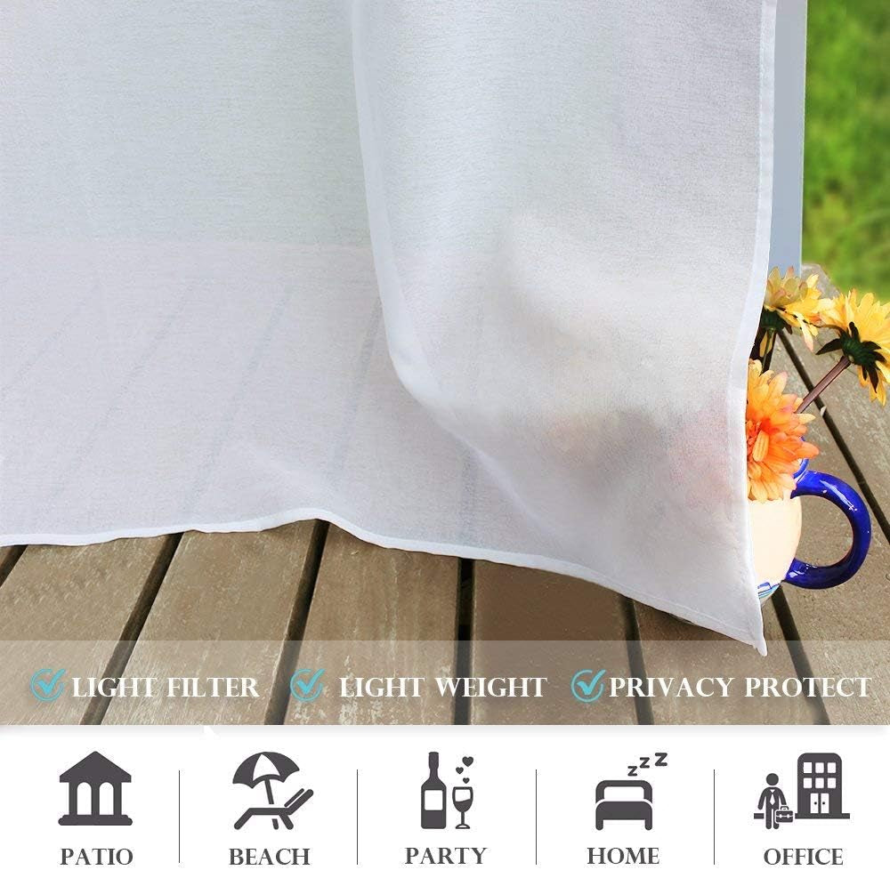 RYB HOME 2 Panels Outdoor Curtains for Patio - Linen Look Semi-Sheer Curtains for Patio Waterproof, Indoor Outdoor Drapes for Gazebo Pergola Balcony Pool Spa, Wide 54 X Long 84  RYB HOME   