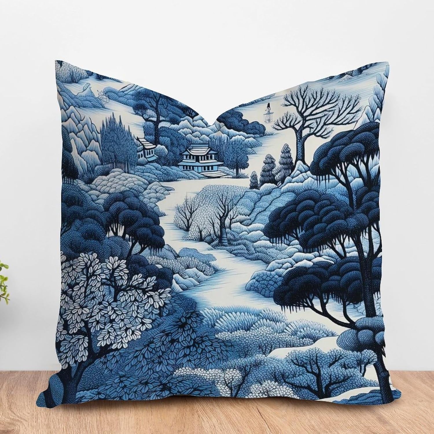 Aroggeld Antique Chinoiserie Asian Cushion Cover Farmer Men Working Pillow Cover Home Decorative Double Side Pillow Farmhouse Toss Daily Family Accent Pillow for Sofa Couch Bedroom 18Inch Linen