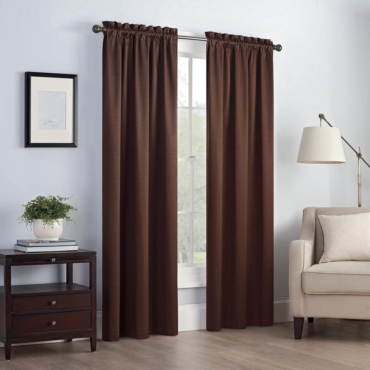 Eclipse Canova Thermal Insulated Single Panel Rod Pocket Darkening Curtains for Living Room, 42 in X 63 In, CHARCOAL  Keeco LLC Chocolate 42 In X 95 In 