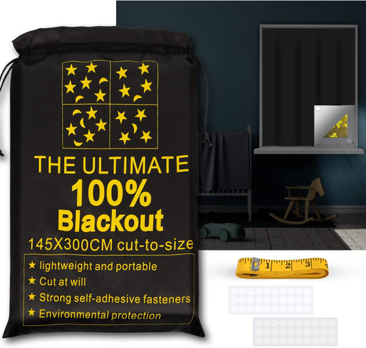 Portable Blackout Shades (118" X 57") 100% Blackout Material Temporary Blackout Blinds / Curtains for Baby Nursery, Bedroom, Window, Dorm Room, Office or Travel Use  ULIGOOD 118" X 57"  