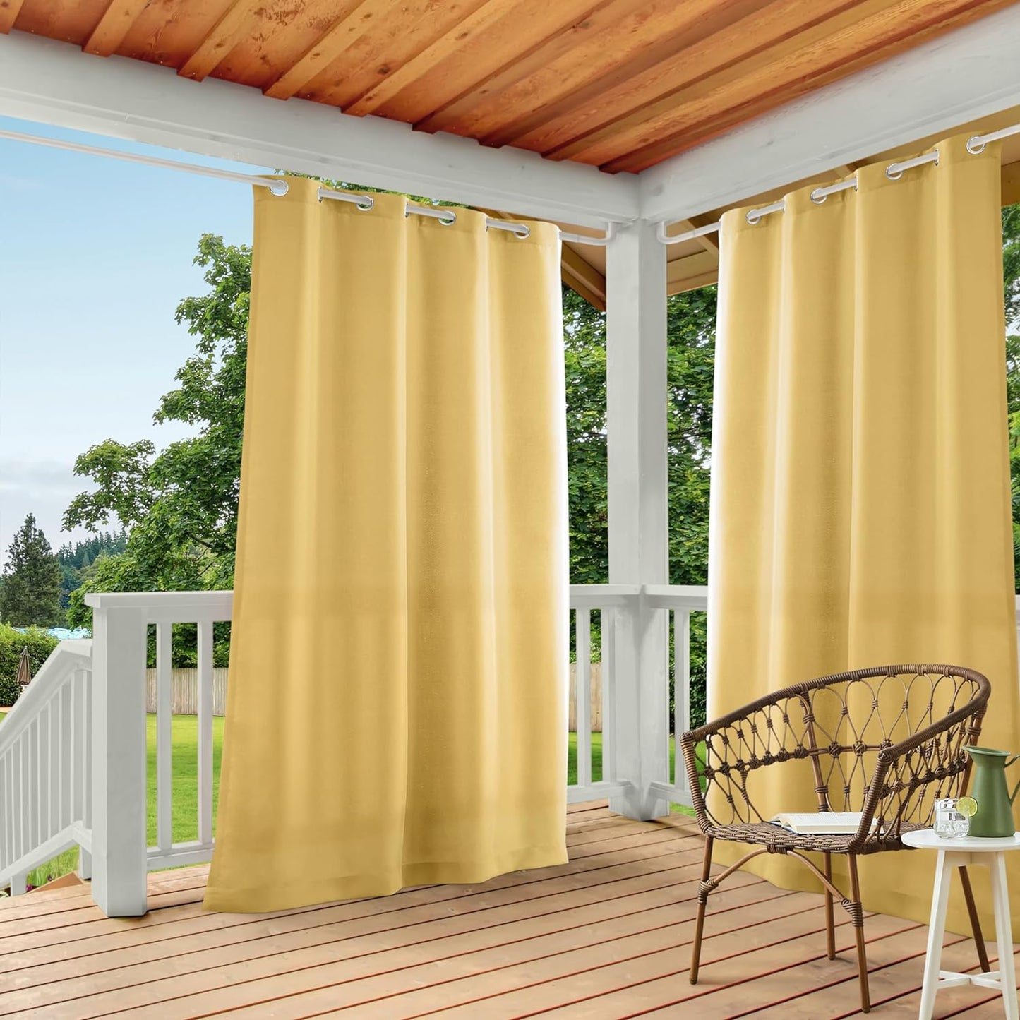 Exclusive Home Cabana Solid Indoor/Outdoor Light Filtering Grommet Top Curtain Panel, 54"X84", Natural, Set of 2  Exclusive Home Curtains Sundress Yellow 54X108 
