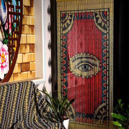 The Eye Bamboo Beaded Curtain for Doorway, Boho Beaded Curtain for Closets, Door Beads Decoration, Bamboo Beads for Doorways 35.5 in X 78 In  TACHILC   