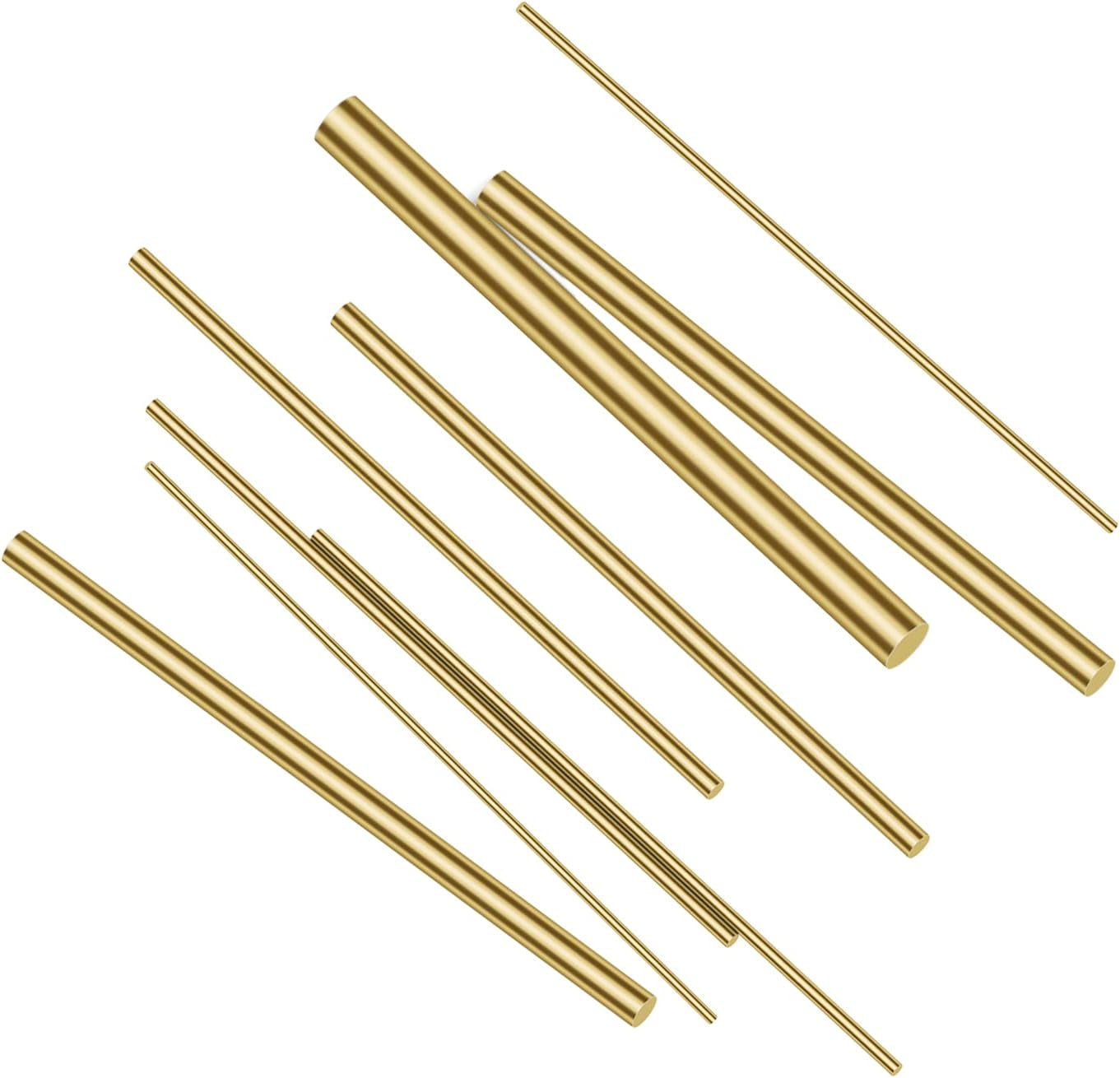 Brass round Rods Bar Assorted Diameter 1Mm-8Mm for DIY Craft (15 PCS)