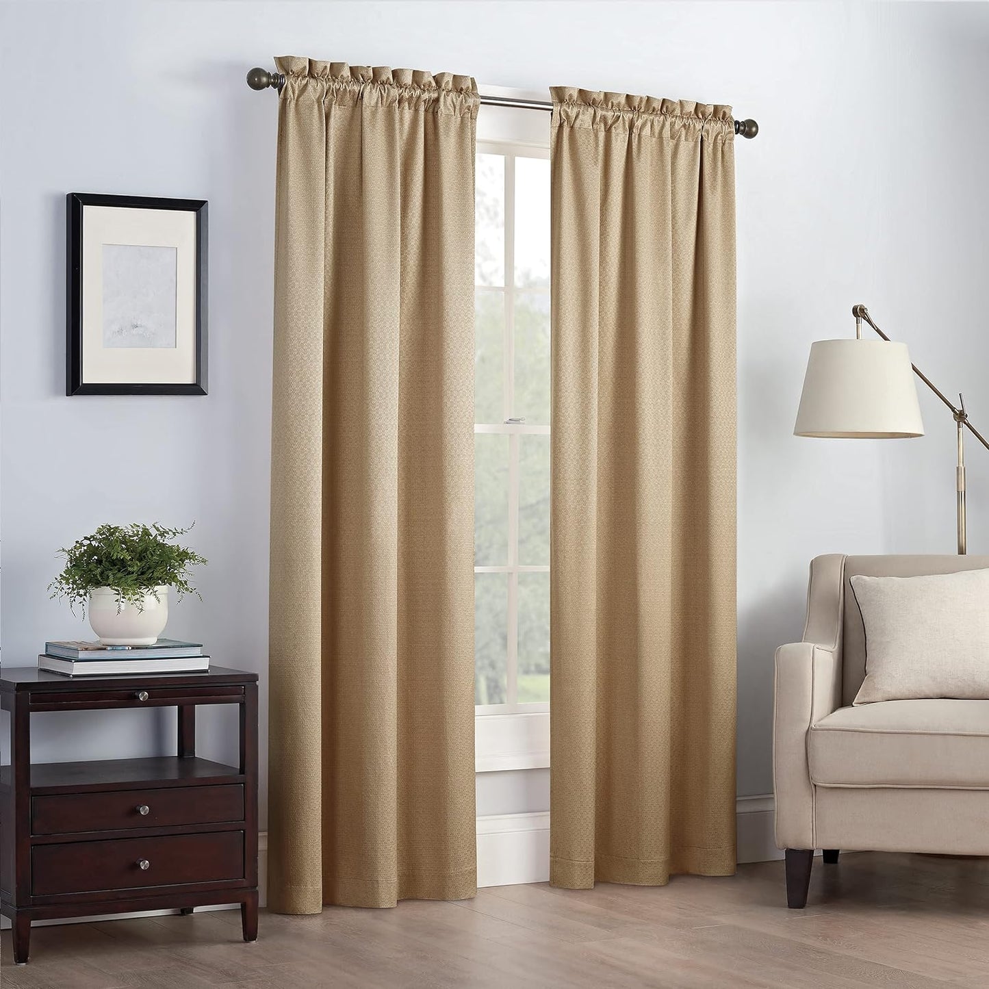Eclipse Canova Thermal Insulated Single Panel Rod Pocket Darkening Curtains for Living Room, 42 in X 63 In, CHARCOAL  Keeco LLC Gold 42 In X 95 In 