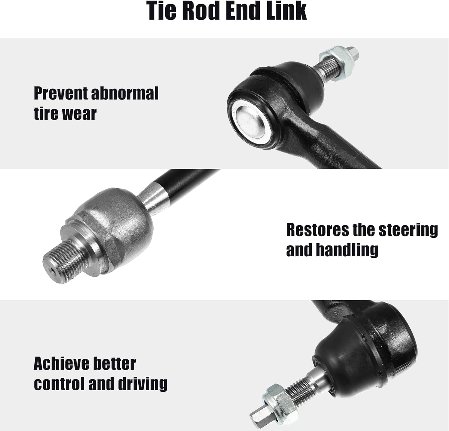 ACROPIX Front Outer Inner Tie Rod End Link with Bellows Fit for Chevrolet Traverse - Pack of 6 Black