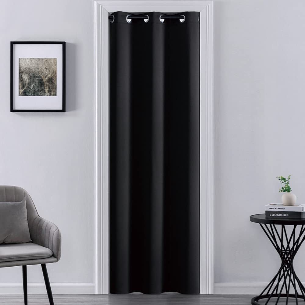 XTMYI Thermal Insulated Curtains for Winter,Heavy Thick Insulation Door Blinds Curtain for Doorway,34X80 in Long,Dark Grey  XTMYI Black 34X80 